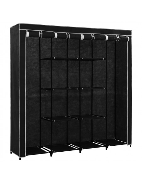 Guardaroba con 4 Scomparti Nero 175x45x170 cm