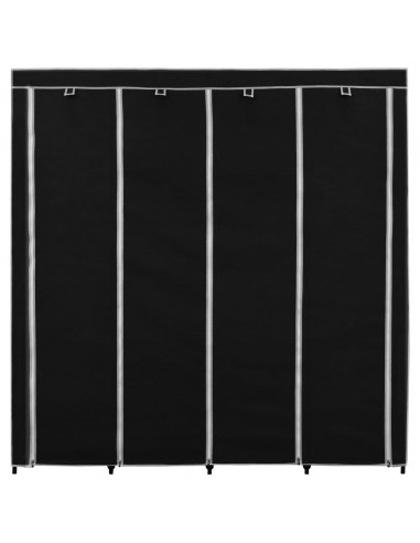 Guardaroba con 4 Scomparti Nero 175x45x170 cm