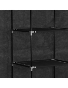 Armadio con Scomparti e Aste Nero 150x45x175 cm in Tessuto 2