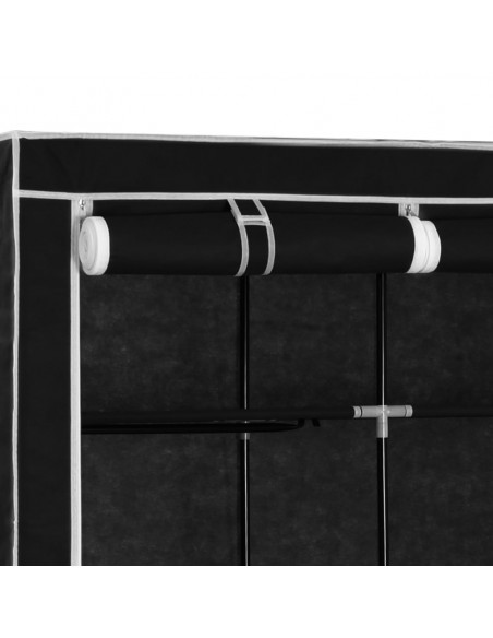 Armadio con Scomparti e Aste Nero 150x45x175 cm in Tessuto