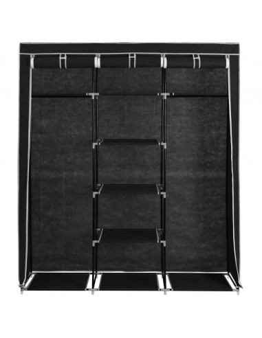 Armadio con Scomparti e Aste Nero 150x45x175 cm in Tessuto