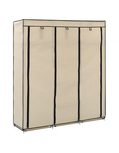 Armadio con Scomparti e Aste Crema 150x45x175 cm in Tessuto