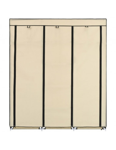 Armadio con Scomparti e Aste Crema 150x45x175 cm in Tessuto