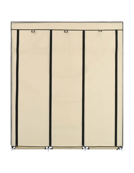 Armadio con Scomparti e Aste Crema 150x45x175 cm in Tessuto