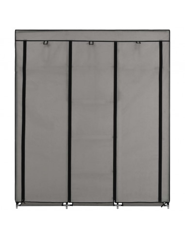 Armadio con Scomparti e Aste Grigio 150x45x175 cm in Tessuto