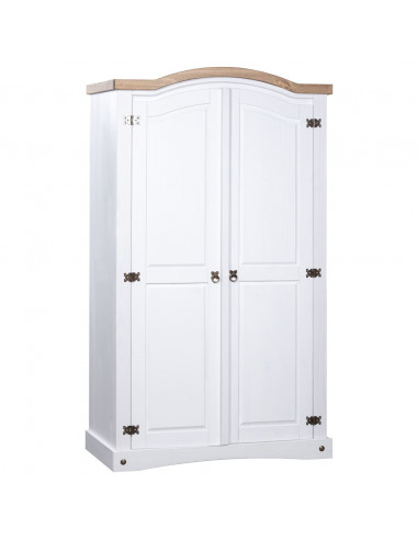 Armadio in Legno di Pino Messicano Corona 2 Ante Bianco
