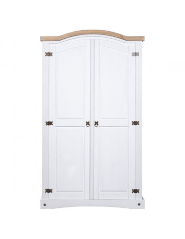 Armadio in Legno di Pino Messicano Corona 2 Ante Bianco