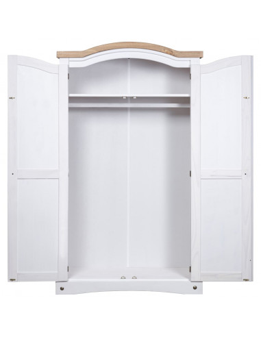 Armadio in Legno di Pino Messicano Corona 2 Ante Bianco