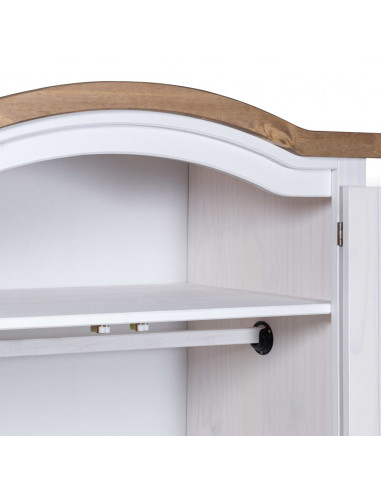 Armadio in Legno di Pino Messicano Corona 2 Ante Bianco