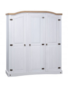 Armadio in Legno di Pino Messicano Corona 3 Ante Bianco 2