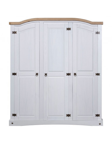 Armadio in Legno di Pino Messicano Corona 3 Ante Bianco