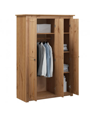 Armadio a 3 Ante 118x50x171,5cm Legno di Pino Panama Range
