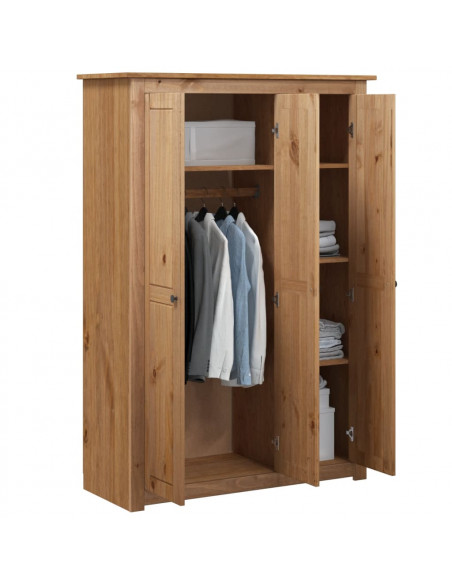 Armadio a 3 Ante 118x50x171,5cm Legno di Pino Panama Range