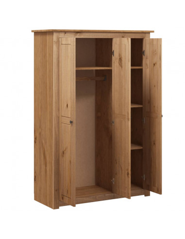 Armadio a 3 Ante 118x50x171,5cm Legno di Pino Panama Range