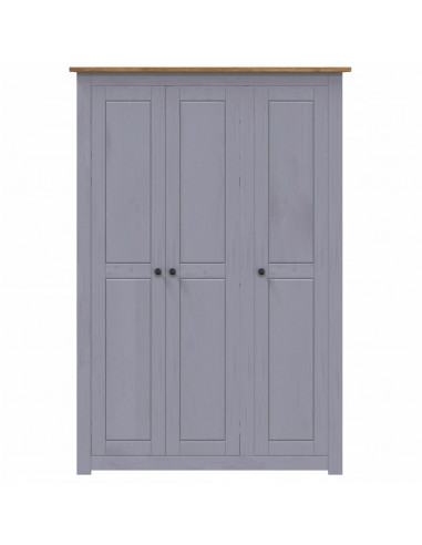 Armadio a 3 Ante Grigio 118x50x171,5cm in Pino Panama Range