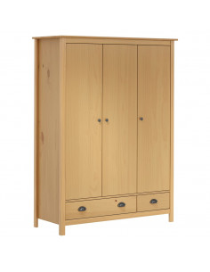 Armadio a 3 Ante Hill 127x50x170cm Legno Massello di Pino 2