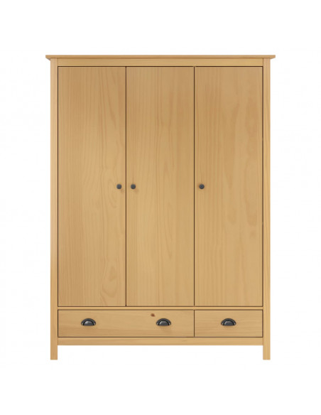 Armadio a 3 Ante Hill 127x50x170cm Legno Massello di Pino