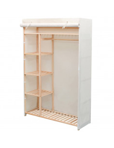 Armadio in Stoffa e Legno di Pino 110x40x170 cm 2