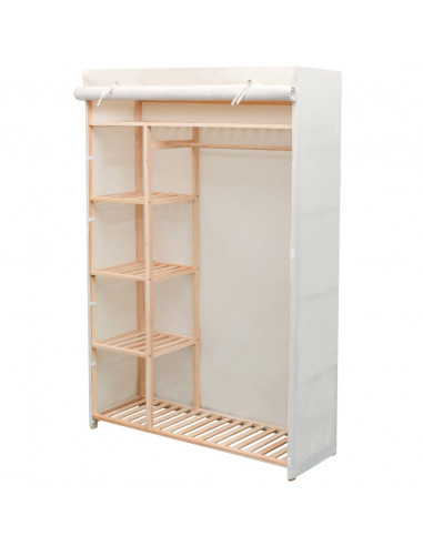 Armadio in Stoffa e Legno di Pino 110x40x170 cm