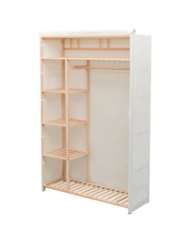 Armadio in Stoffa e Legno di Pino 110x40x170 cm