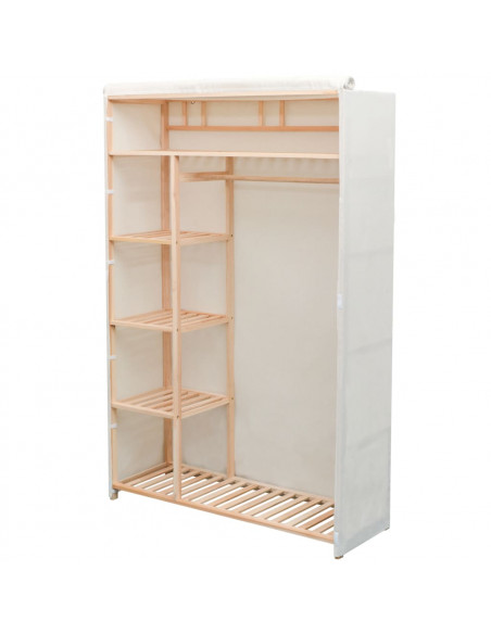 Armadio in Stoffa e Legno di Pino 110x40x170 cm
