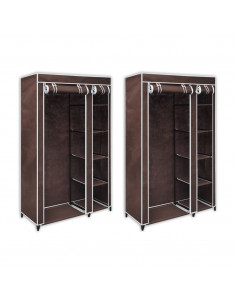 Armadio Guardaroba in Tessuto 2 pz Marrone 2
