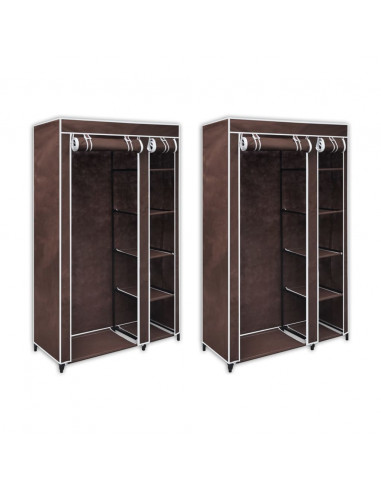 Armadio Guardaroba in Tessuto 2 pz Marrone