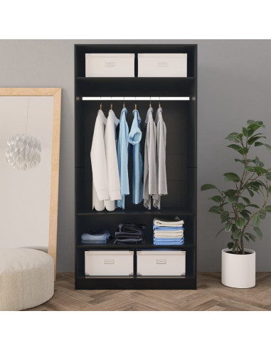 Armadio Nero 100x50x200 cm in Legno Multistrato