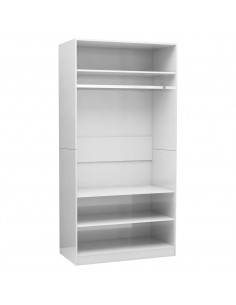 Armadio Bianco Lucido 100x50x200 cm in Legno Multistrato 2