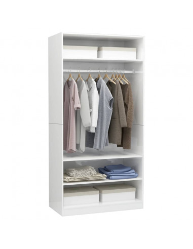 Armadio Bianco Lucido 100x50x200 cm in Legno Multistrato