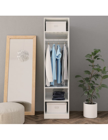 Armadio Bianco Lucido 50x50x200 cm in Legno Multistrato