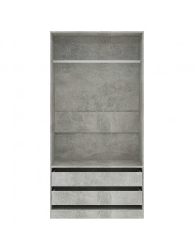 Armadio Grigio Cemento 100x50x200 cm in Legno Multistrato
