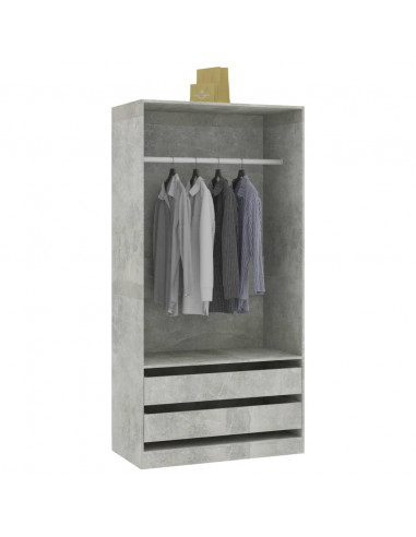 Armadio Grigio Cemento 100x50x200 cm in Legno Multistrato