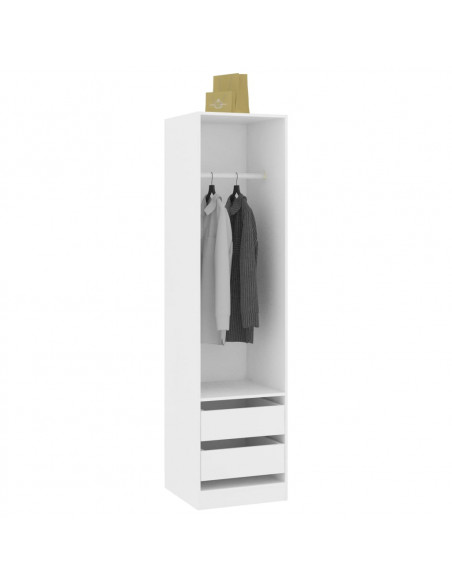 Armadio con Cassetti Bianco 50x50x200 cm in Legno Multistrato
