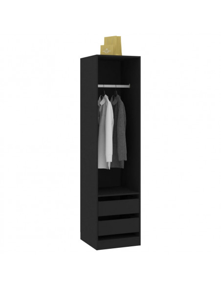 Armadio con Cassetti Nero 50x50x200 cm in Legno Multistrato