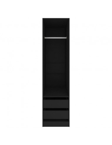 Armadio con Cassetti Nero 50x50x200 cm in Legno Multistrato