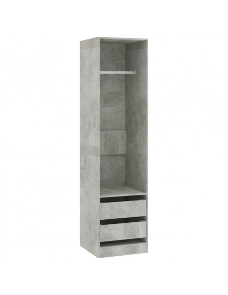 Armadio Cassetti Grigio Cemento 50x50x200 cm Legno Multistrato
