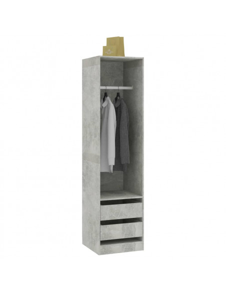 Armadio Cassetti Grigio Cemento 50x50x200 cm Legno Multistrato