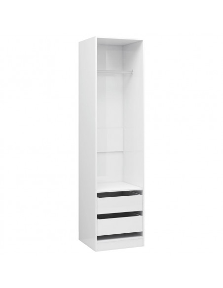 Armadio Cassetti Bianco Lucido 50x50x200 cm Legno Multistrato