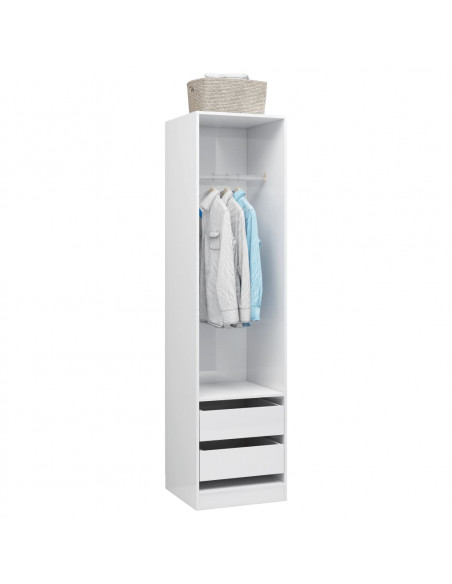 Armadio Cassetti Bianco Lucido 50x50x200 cm Legno Multistrato