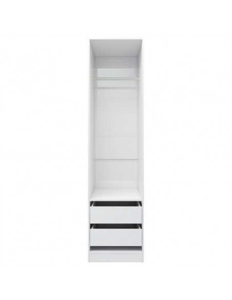 Armadio Cassetti Bianco Lucido 50x50x200 cm Legno Multistrato