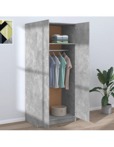Armadio Grigio Cemento 80x52x180 cm in Legno Multistrato