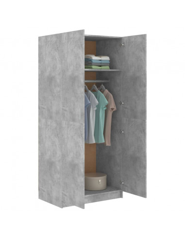 Armadio Grigio Cemento 80x52x180 cm in Legno Multistrato