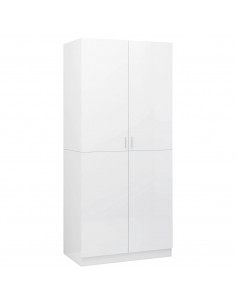 Armadio Bianco Lucido 80x52x180 cm in Legno Multistrato 2
