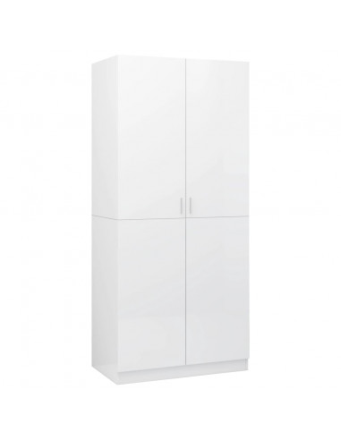 Armadio Bianco Lucido 80x52x180 cm in Legno Multistrato