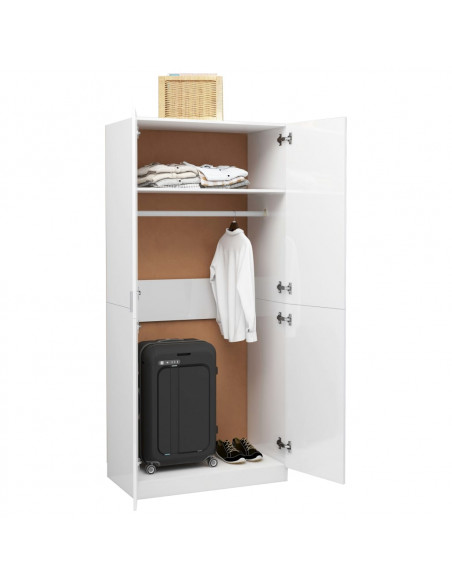 Armadio Bianco Lucido 80x52x180 cm in Legno Multistrato