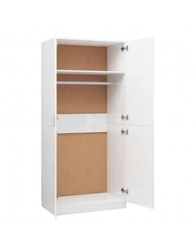 Armadio Bianco Lucido 80x52x180 cm in Legno Multistrato