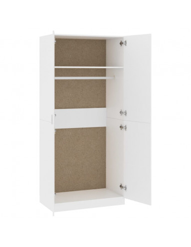 Armadio Bianco 90x52x200 cm in Legno Multistrato