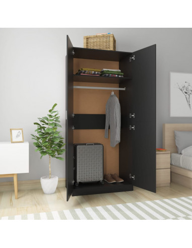 Armadio Nero 90x52x200 cm in Legno Multistrato