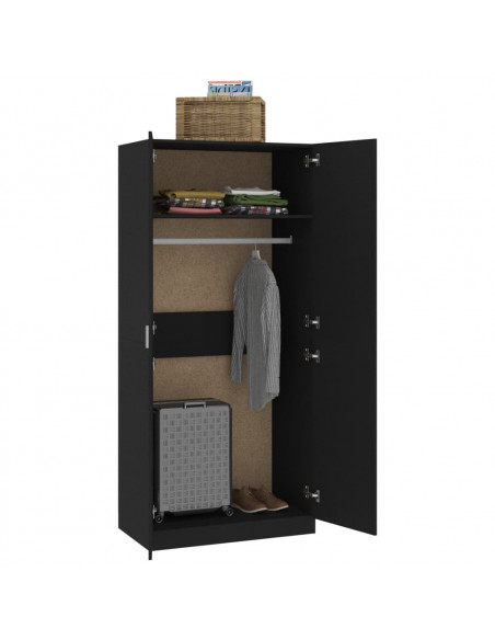 Armadio Nero 90x52x200 cm in Legno Multistrato